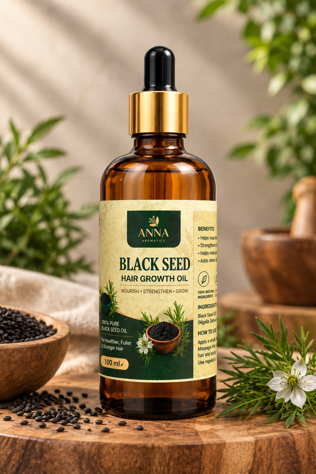 Anna Black Seed Hair Oil bottle
